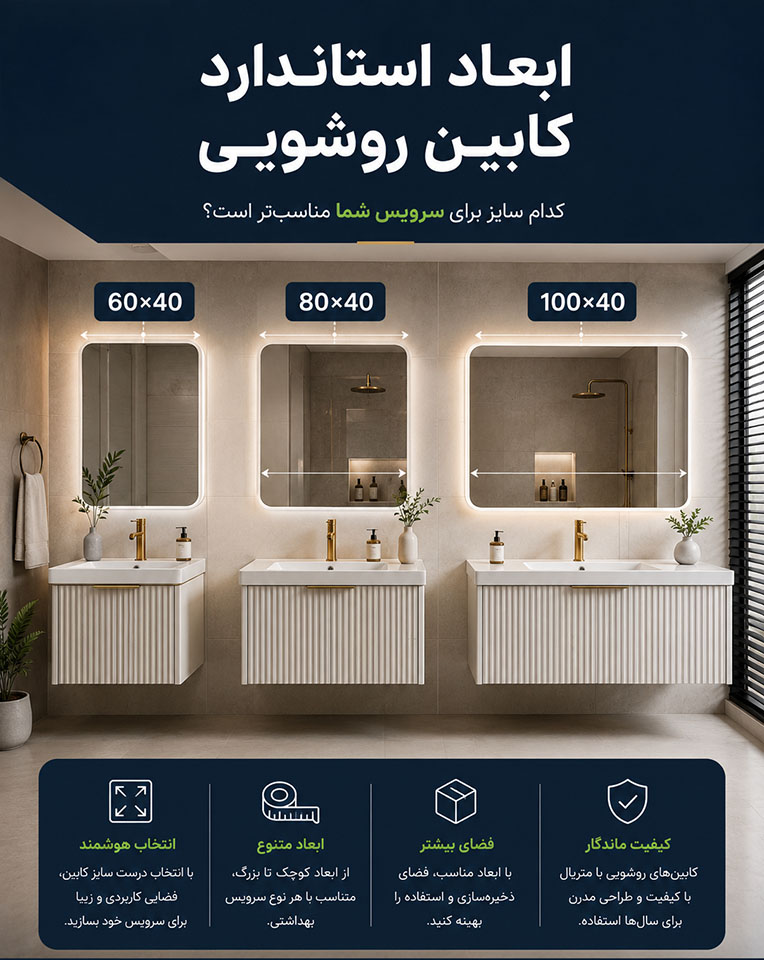 ابعاد استاندارد کابین روشویی