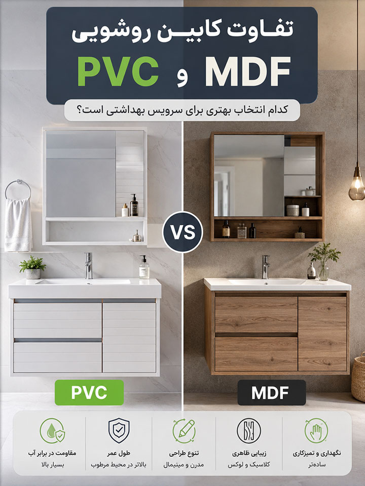 تفاوت کابین روشویی PVC و MDF